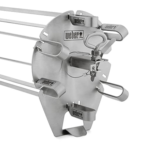 Weber Crafted Rotisserie Skewers provide generous 16-inch length for kebabs.