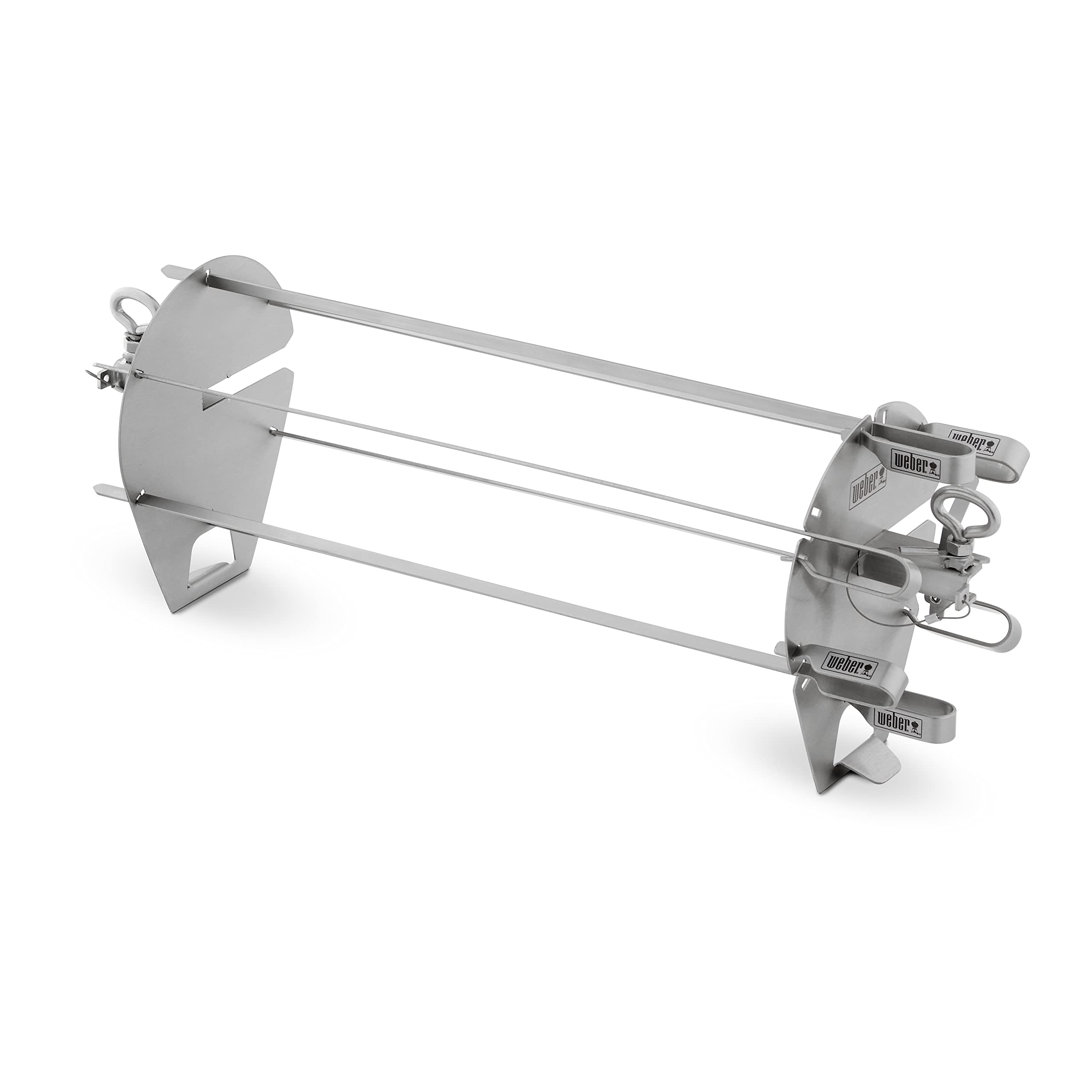 Weber Crafted Rotisserie Skewers load veggies and meats for even cooking on a grill.