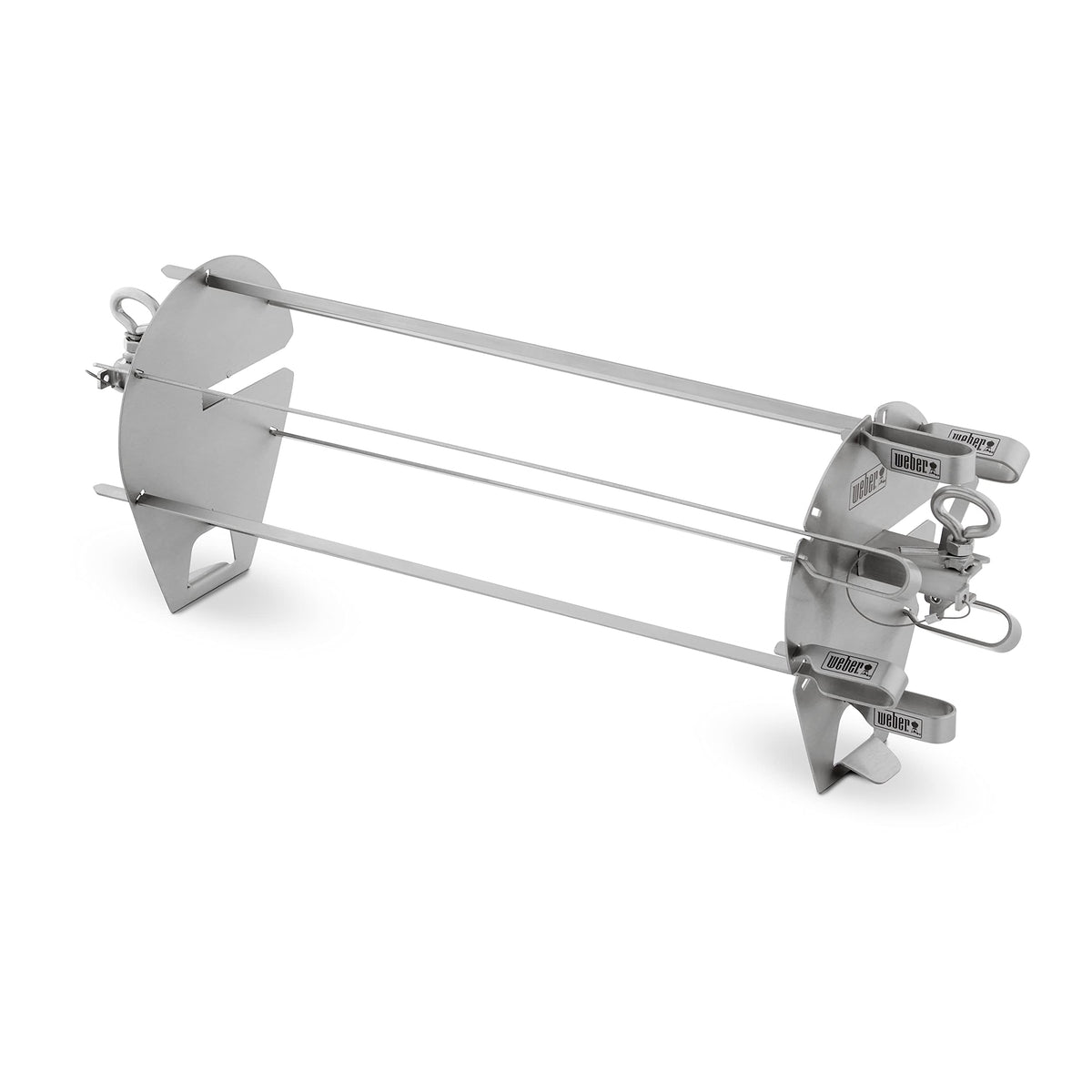 Weber Crafted Rotisserie Skewers load veggies and meats for even cooking on a grill.