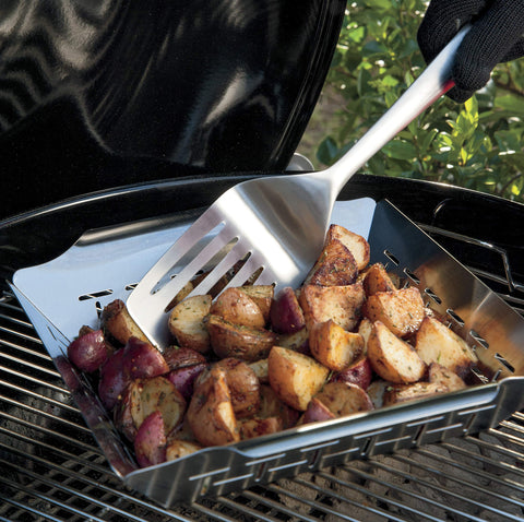 Weber Deluxe Grilling Basket durable build for frequent outdoor use.