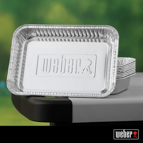 Weber drip pans used for side dishes or transporting food from grill