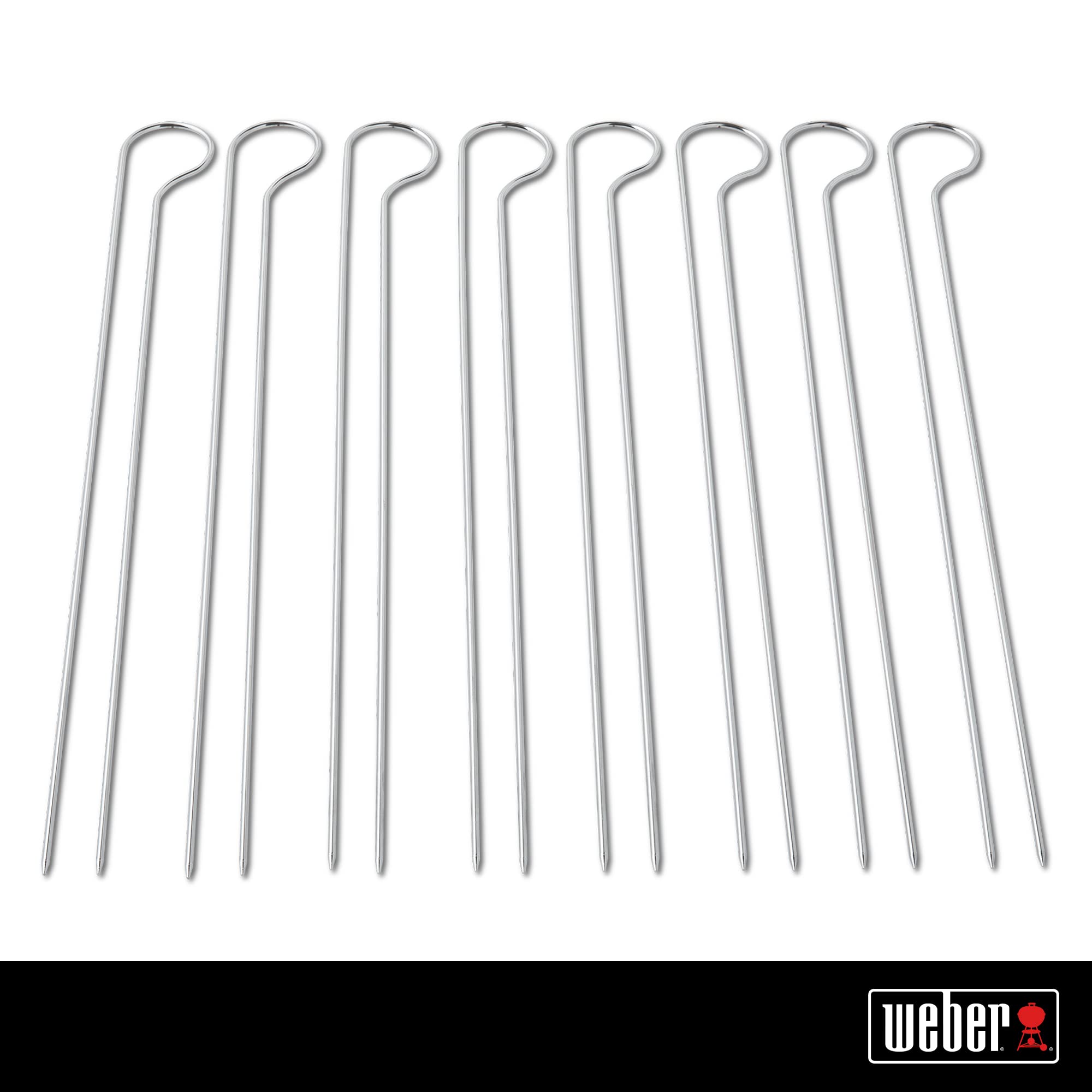 Weber dual-prong design keeps food in place during high-heat grilling.