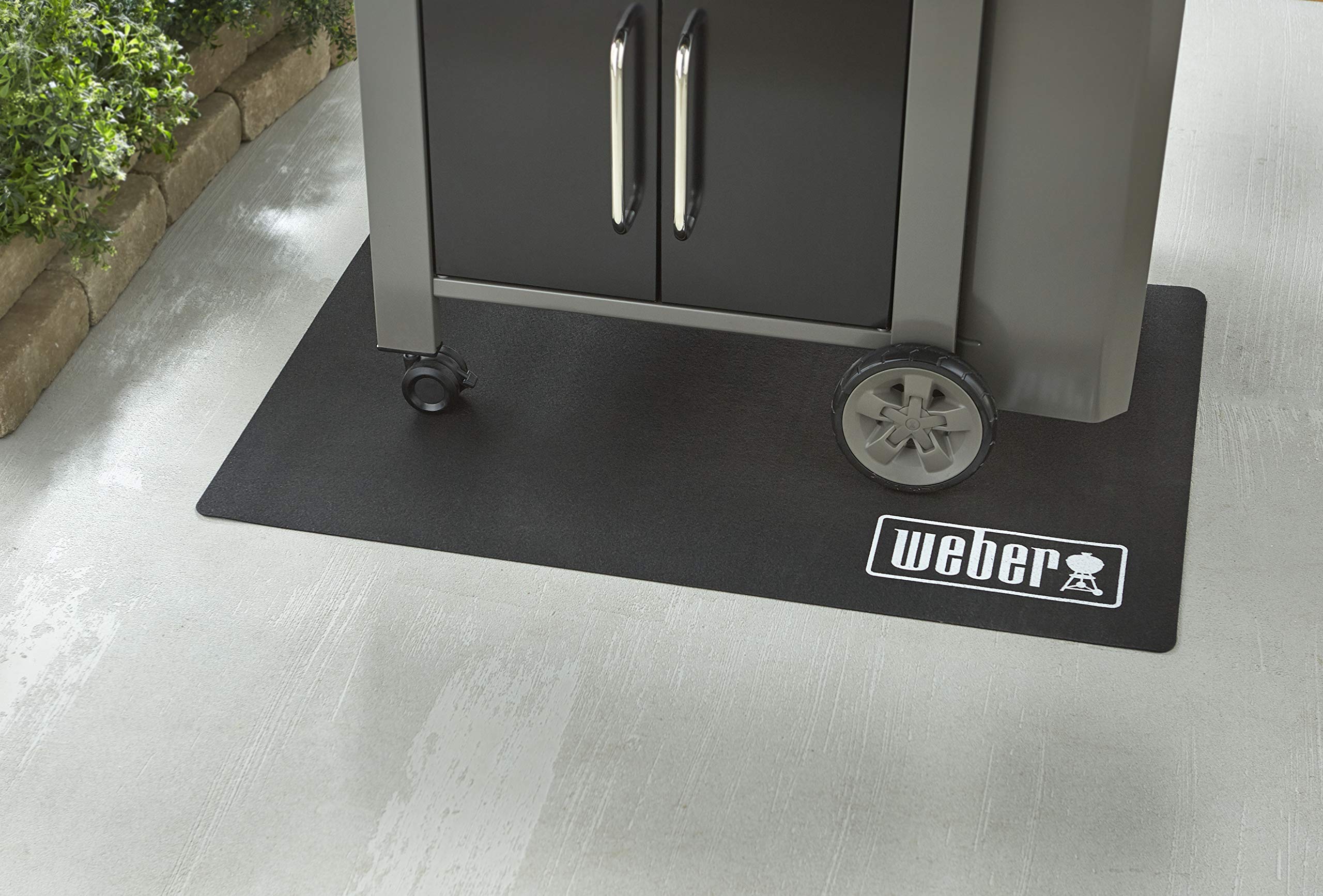 Weber Floor Protection Mat under gas grill shields surfaces from spills