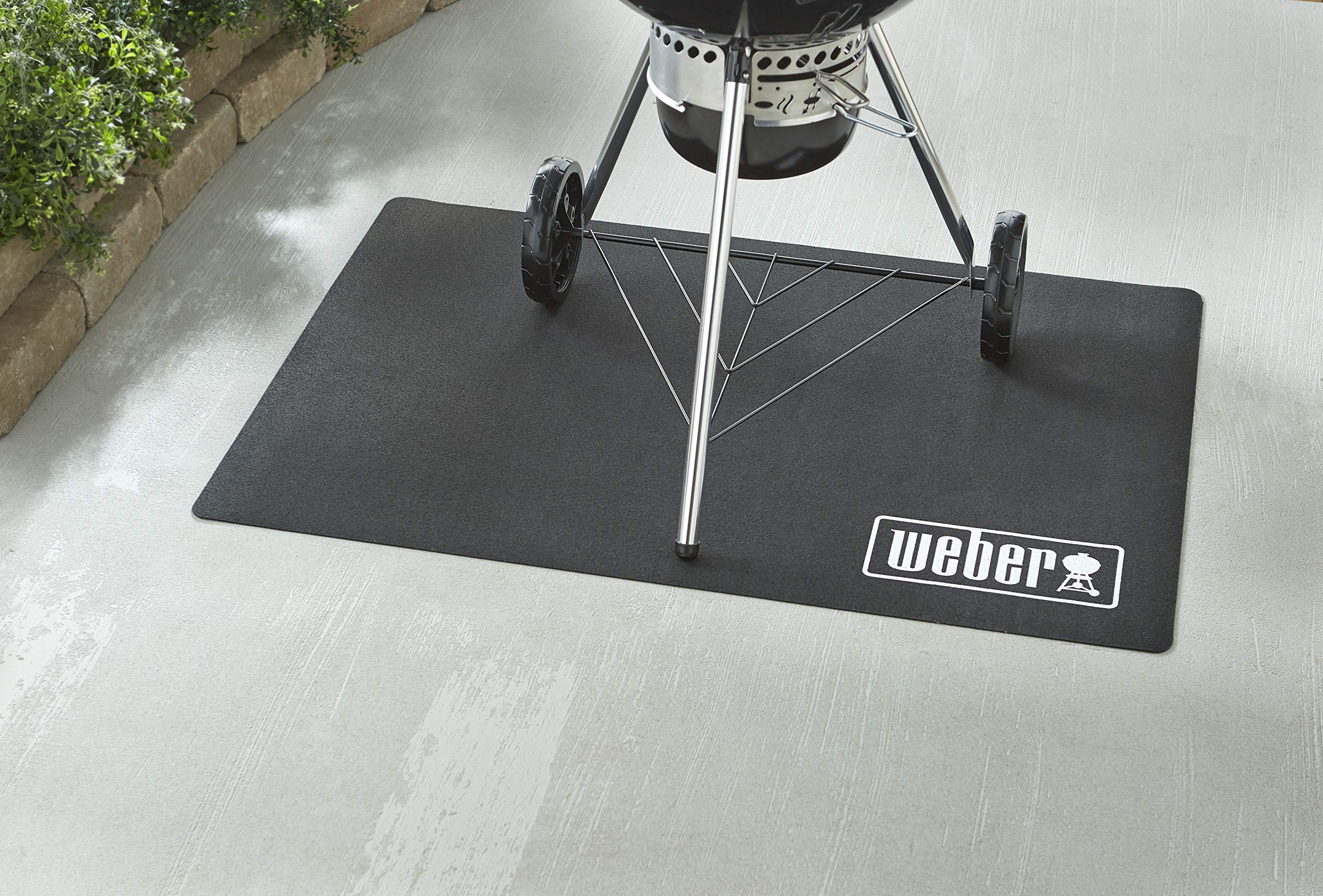 Weber Floor Protection Mat under kettle keeps surfaces clean during cooking
