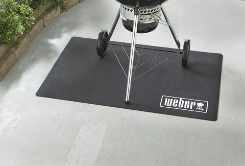 Weber Floor Protection Mat under kettle keeps surfaces clean during cooking