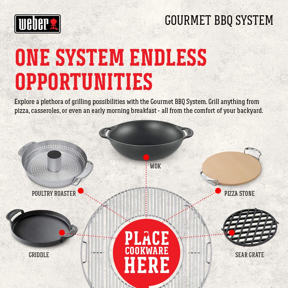 Weber Gourmet BBQ Griddle searing meats with a crisp crust