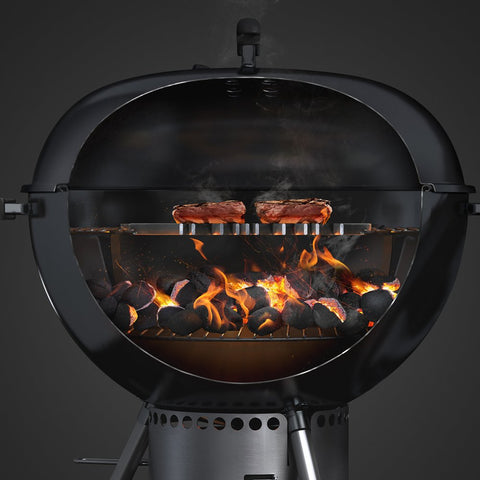 Weber Gourmet Hinged Grate easy fuel access during a cookout