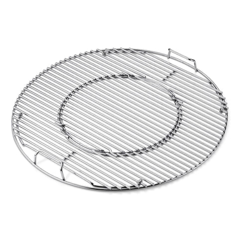 Weber Gourmet Hinged Grate main view showing the hinged mechanism for easy charcoal addition