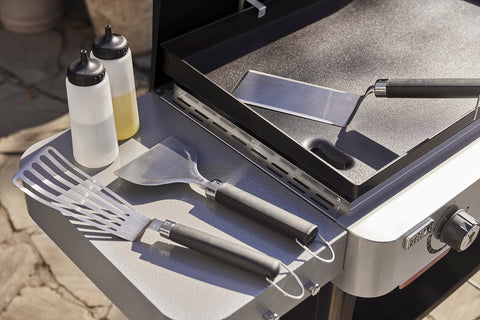 Weber Griddle Flexible Spatula slides under delicate foods precisely