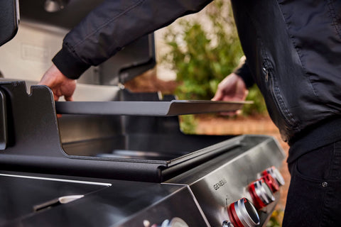 Weber griddle insert delivers even heat across carbon steel for consistent searing