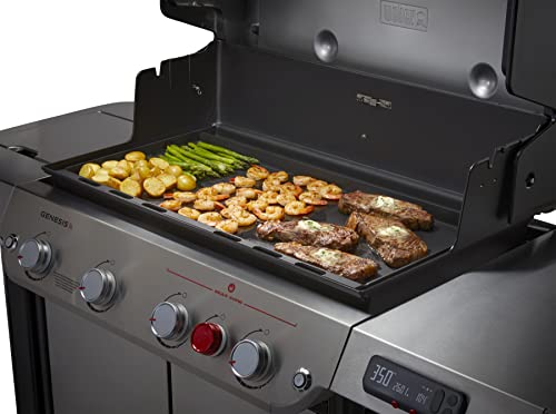 Weber griddle insert features grease management to reduce spills and mess
