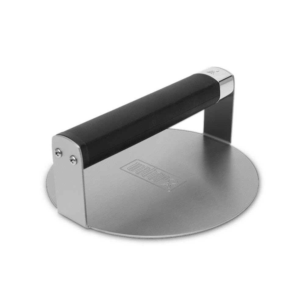 Weber Griddle Smashed Burger Press with non-slip grip for easy, even burgers.
