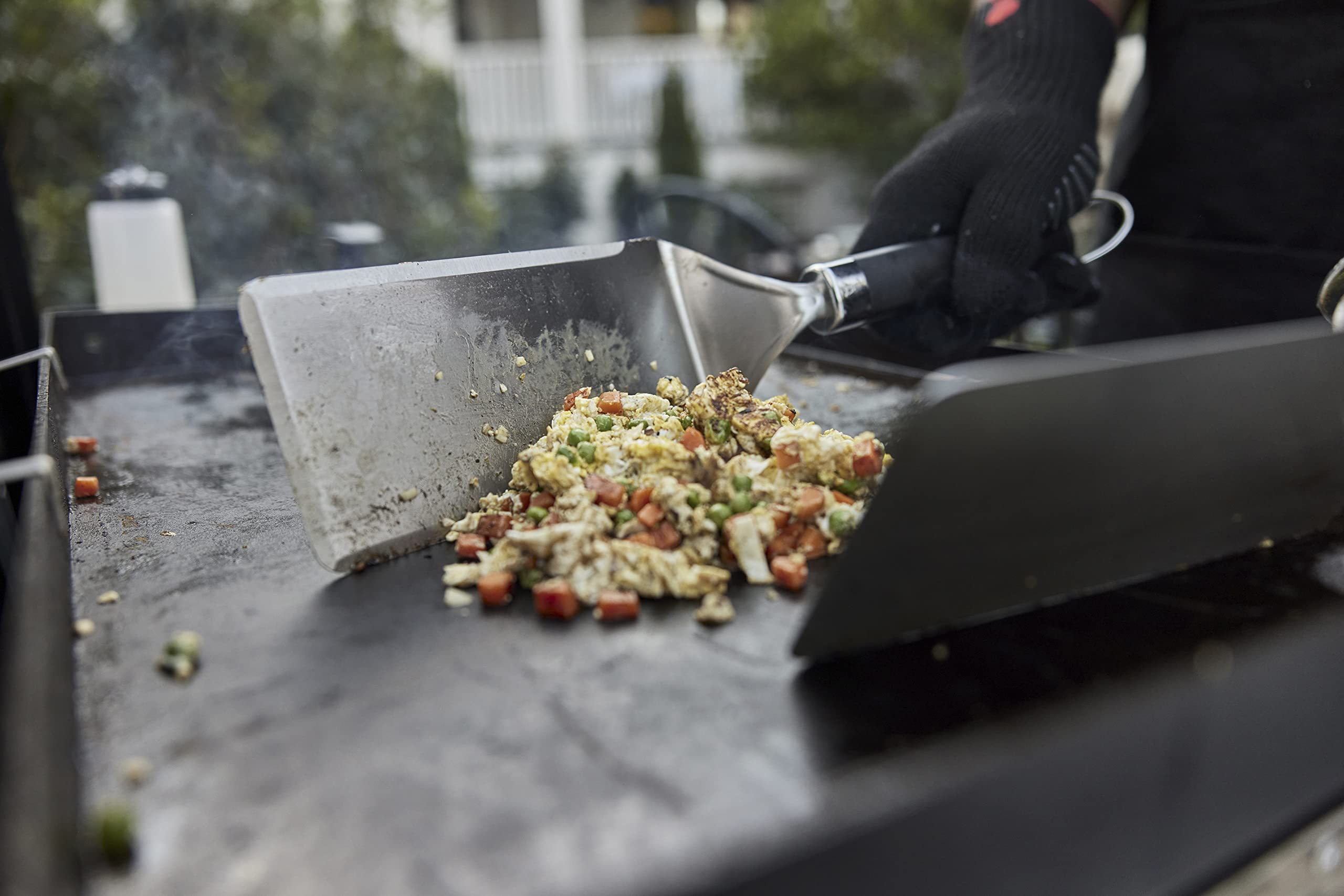 Weber Griddle Spatula suited for smash burgers and outdoor cooking