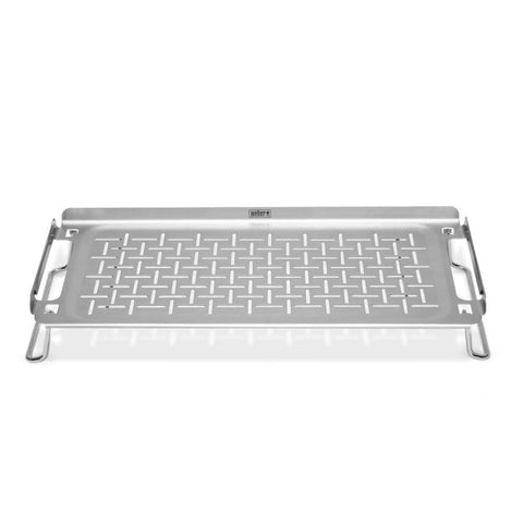Weber Griddle Warming Rack eggs and bacon cook with even airflow.