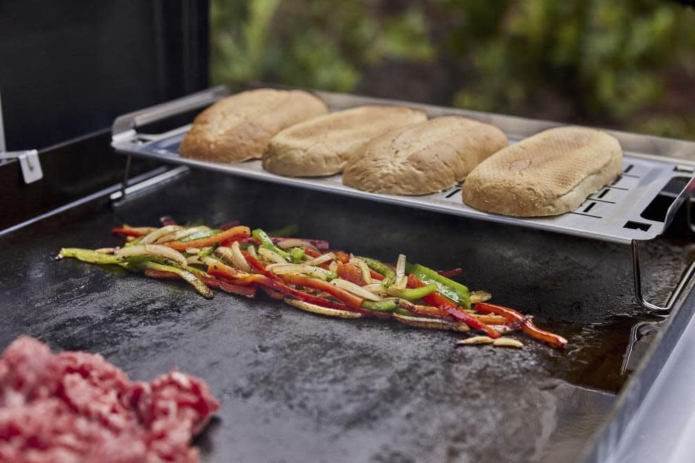 Weber Griddle Warming Rack paninis toasted evenly on the griddle.