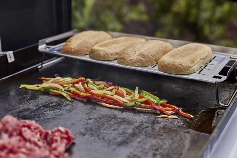 Weber Griddle Warming Rack paninis toasted evenly on the griddle.