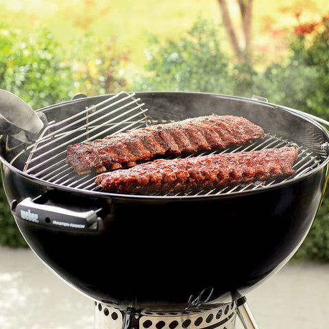 Weber Hinged Cooking Grate easy-clean shows preheat and brush maintenance in action.
