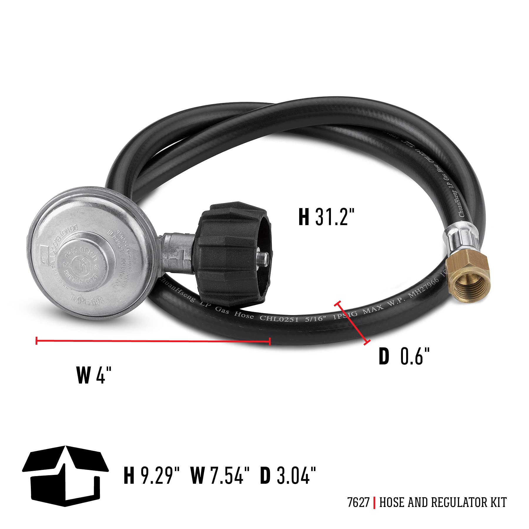 Weber hose and regulator setup on Summit 400/600 ensures safe propane flow.