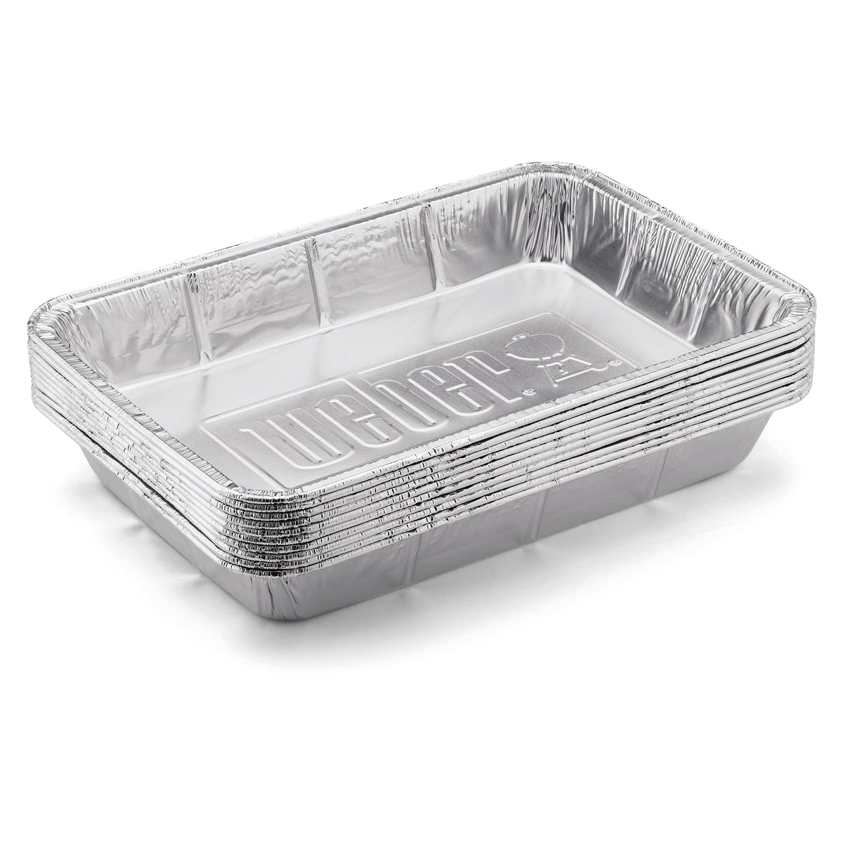 Weber large aluminum drip pans 10-pack in packaging for convenient shopping