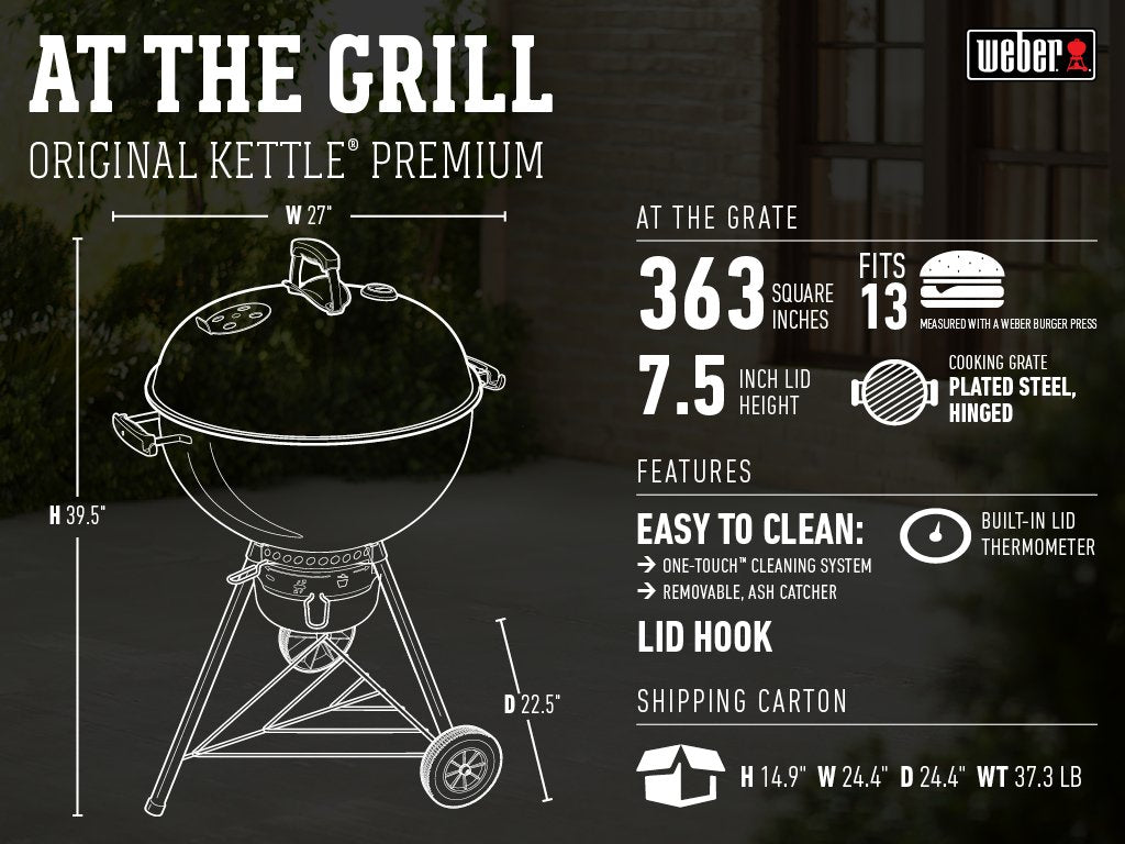 Weber Original Kettle Premium 22-inch green damper for precise airflow.