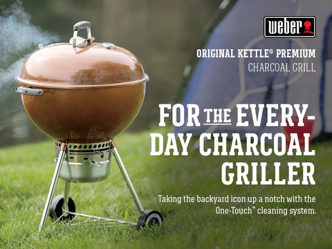 Weber Original Kettle Premium porcelain-enamel lid and bowl retain heat.