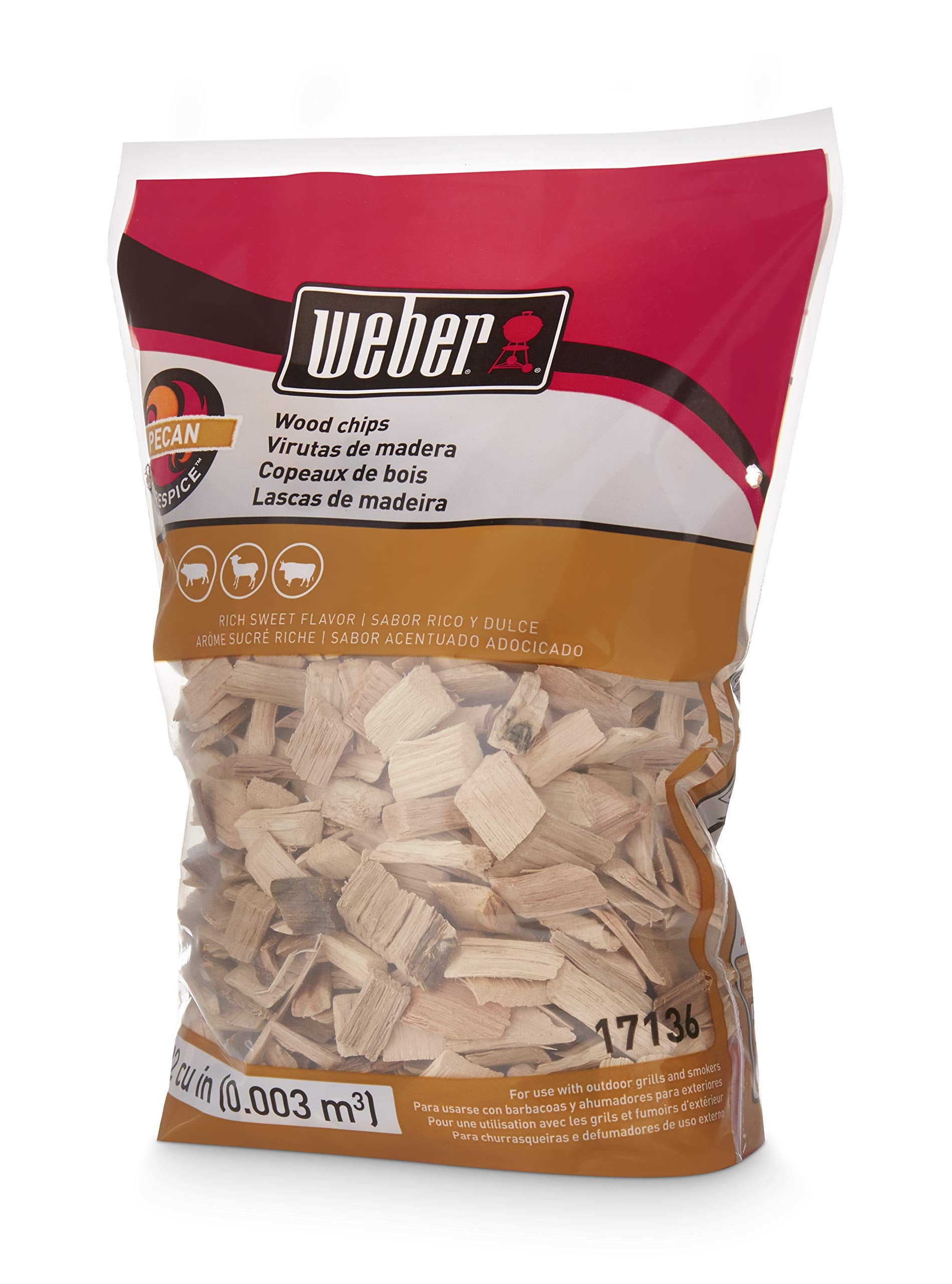 Weber Pecan Wood Chips bag front for premium smoking flavor