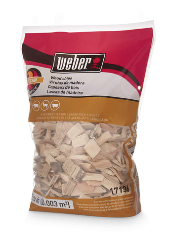 Weber Pecan Wood Chips bag front for premium smoking flavor