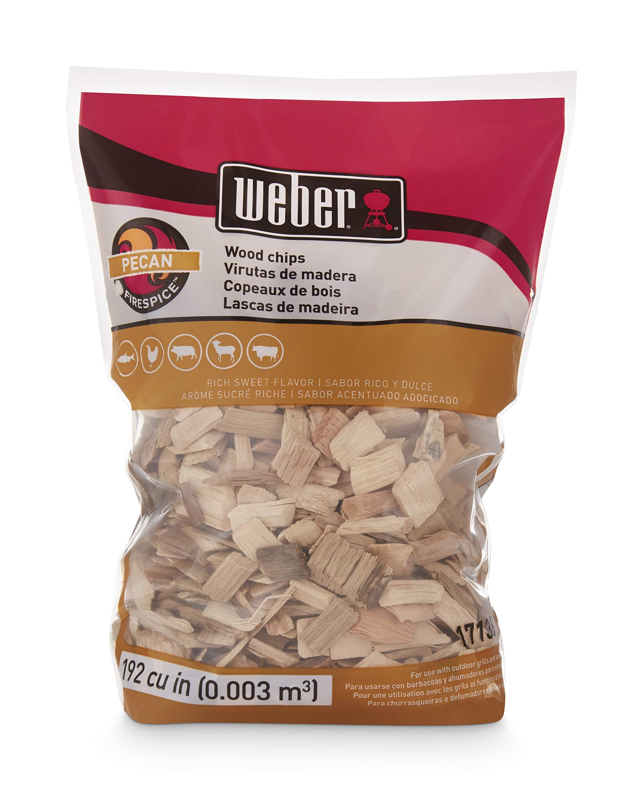 Weber Pecan Wood Chips close-up with rich smoke aroma
