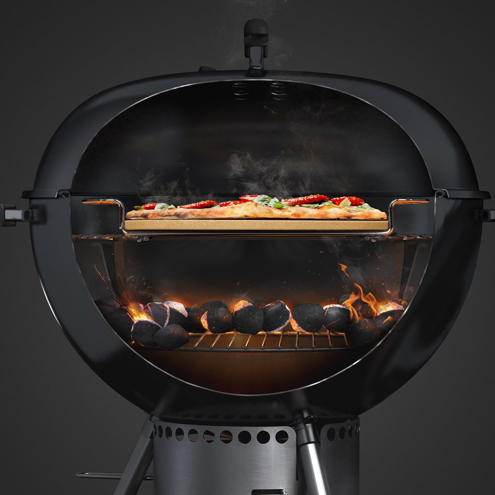 Pizza stone creates crisp crust on grill with even heat