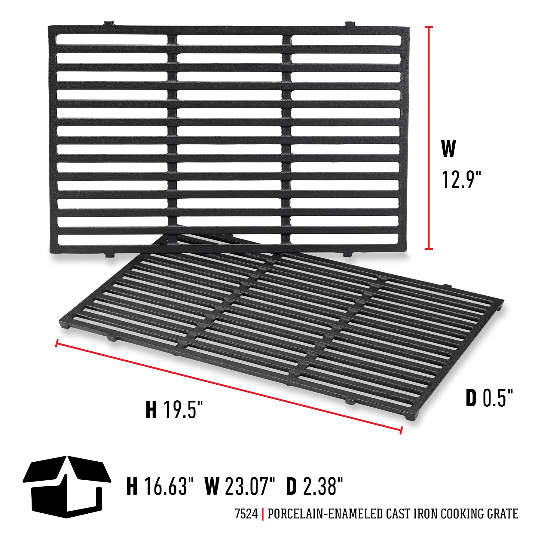 Weber porcelain-enameled cast-iron grates pair for Genesis 300
