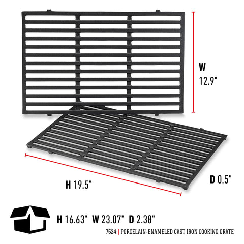 Weber porcelain-enameled cast-iron grates pair for Genesis 300