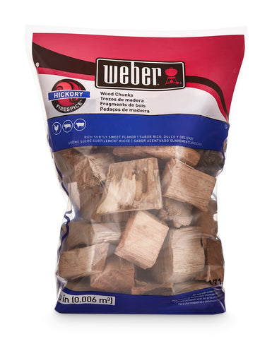 Weber Hickory chunks ready for grilling poultry, pork, and beef.