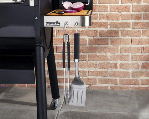 Weber Precision 3-Piece Grilling Tool Set dishwasher safe for easy cleaning after cooking.