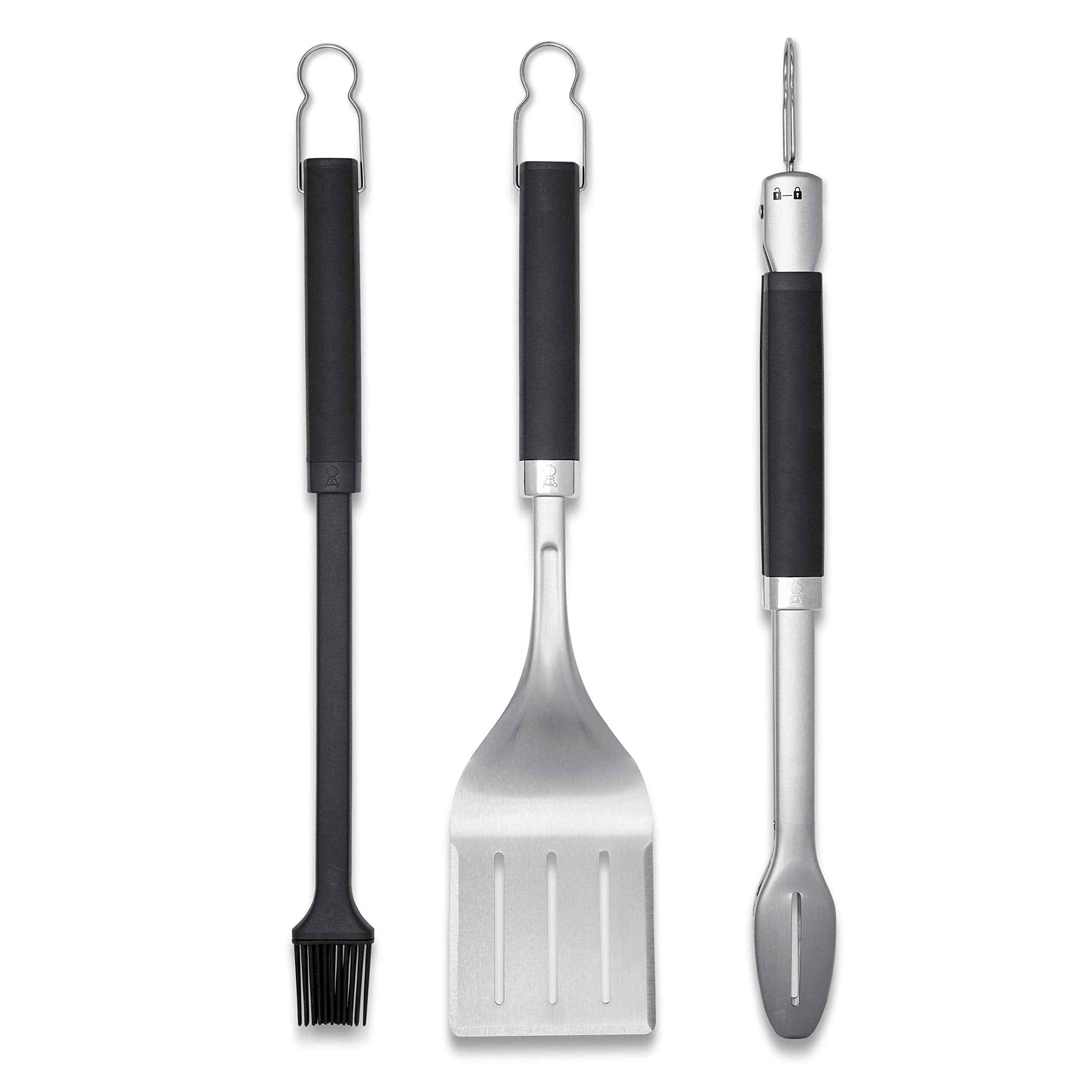 Weber Precision 3-Piece Grilling Tool Set spatula for clean, precise turning on the grill.