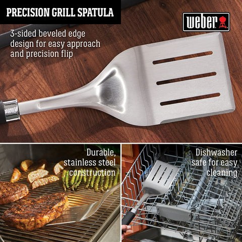 Durable stainless-steel Weber spatula built to handle heavy grilling