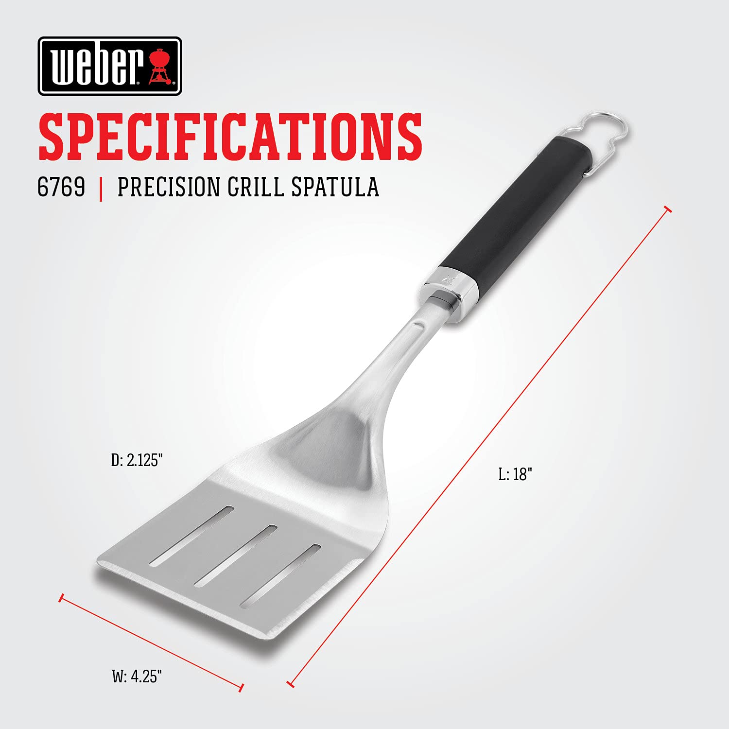 Weber spatula hanging loop for organized storage on the grill