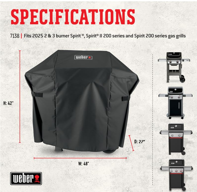 Water-resistant fabric protects the Weber cover from moisture and stains