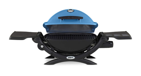 Weber Q1200 blue cast-iron grates deliver even heat.