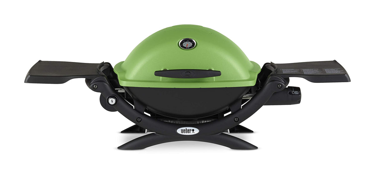 Weber Q1200 travel grill with porcelain-enameled cast-iron grates for even heat
