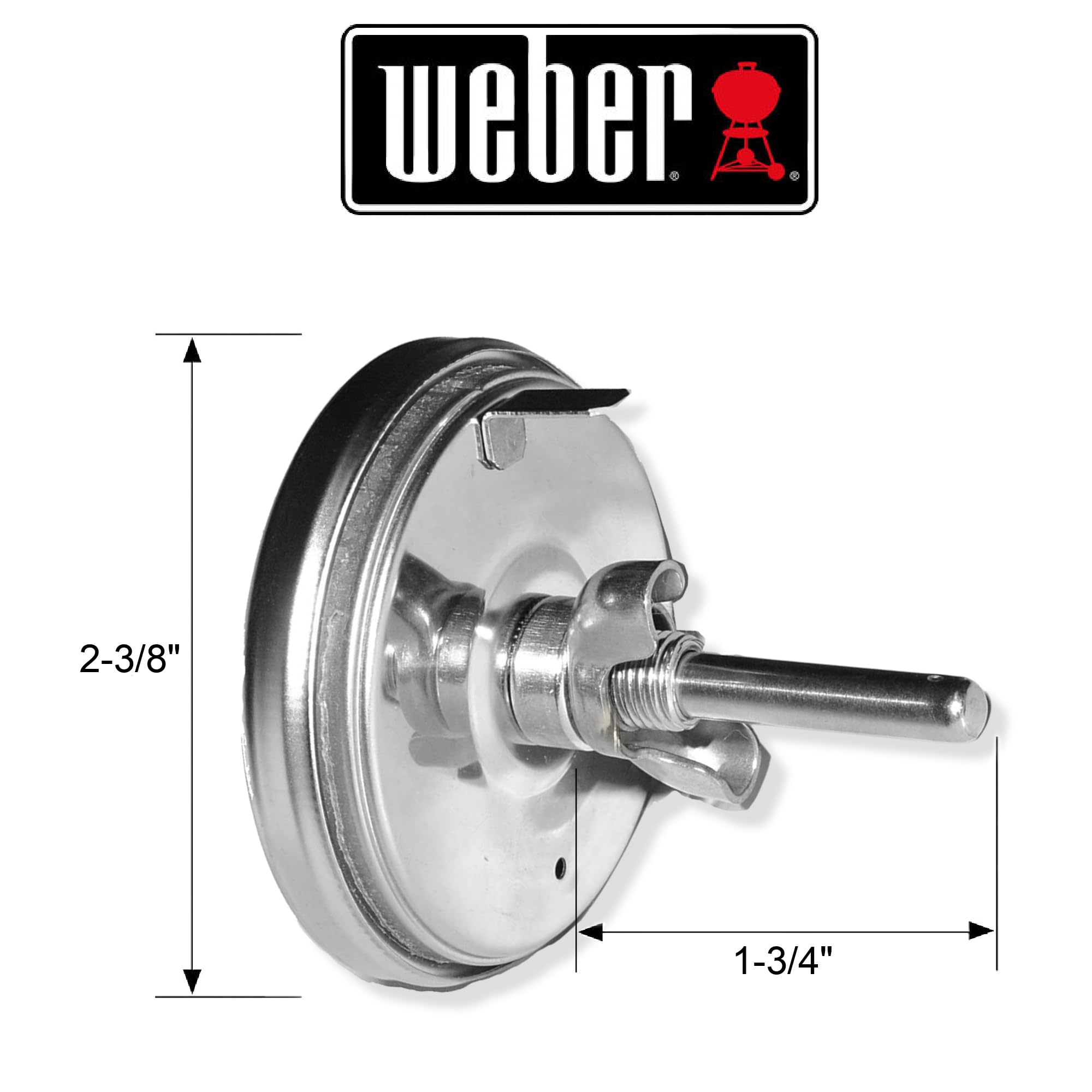 Close-up of the Weber 67088 dial for fast temperature checks.