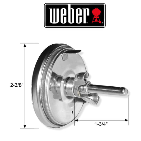 Close-up of the Weber 67088 dial for fast temperature checks.