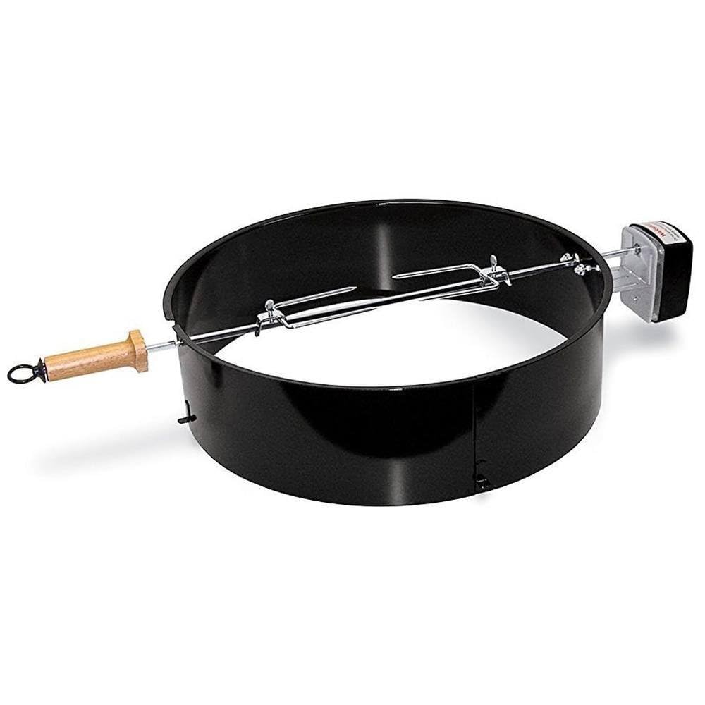 Weber rotisserie kit spit rod for even browning on 22-inch kettles