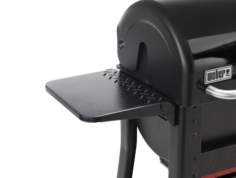 Weber Searwood 600/600XL side table folded up adds 200 sq in prep space.