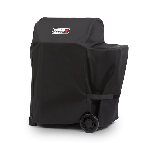 Weber Searwood 600 cover back view demonstrates full coverage and fit