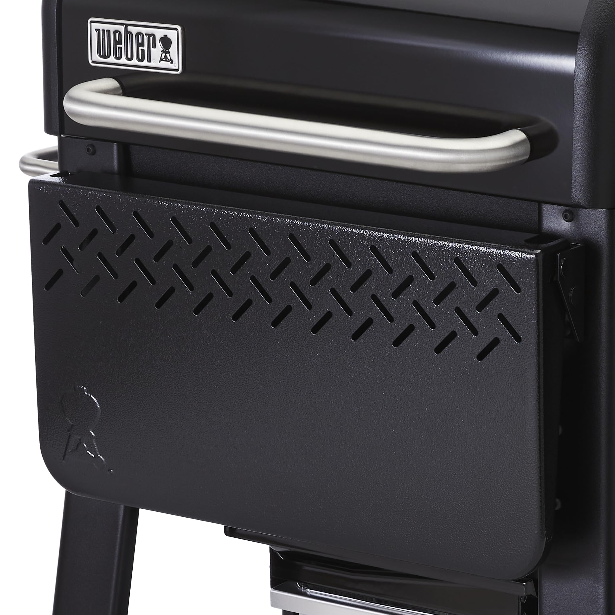 Weber Searwood 600 folding front table expands grill prep space.