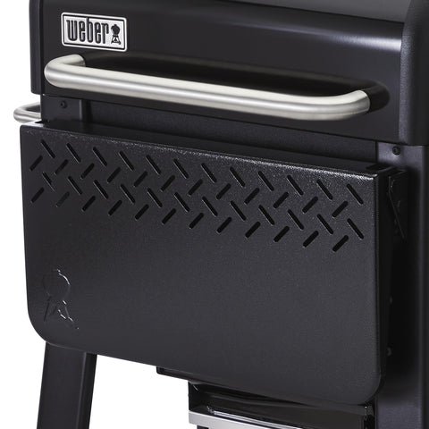 Weber Searwood 600 folding front table expands grill prep space.