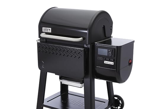 Weber Searwood 600 workspace extension near the grill.