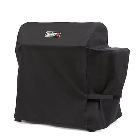 Weber Searwood 600 XL cover material closeup highlights recycled fabric and durability.