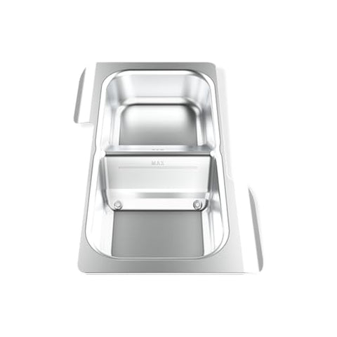 Weber Searwood Wet Smoke Pan close-up shows durable stainless steel construction.