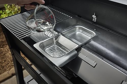 Weber Searwood Wet Smoke Pan under the grate creates indirect heat.